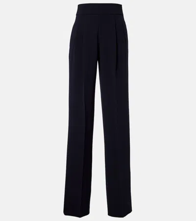 Max Mara Pleated Cady Straight Pants In Black