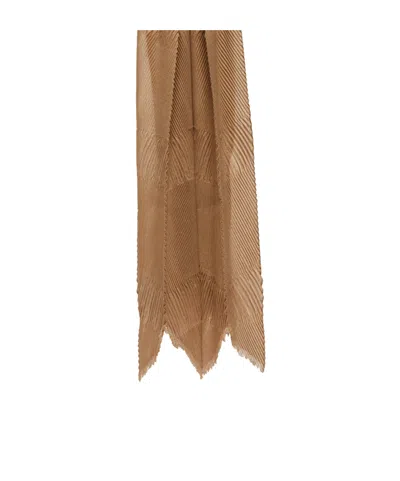 Max Mara Pleated Cashmere Stole In Brown