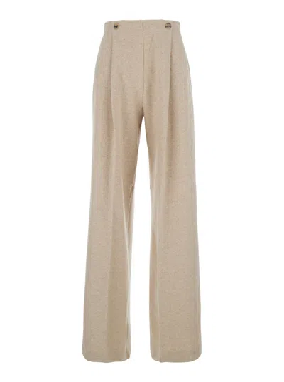 Max Mara Pleated Cashmere Trousers In Neutral