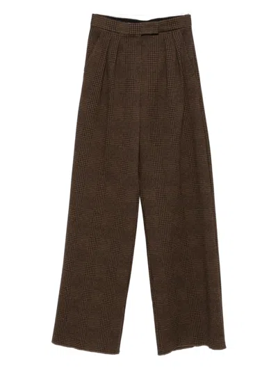 MAX MARA PLEATED-CHECK TROUSERS