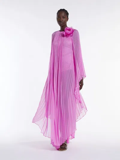 Max Mara Pleated Chiffon Kaftan Dress In Purple