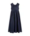Max Mara Pleated Cotton And Ramie Dress In Navy