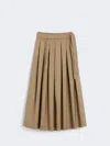 Max Mara Pleated Cotton Skirt In Brown