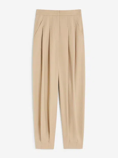 Max Mara Pleated Cotton Trousers In Neutral