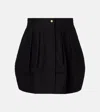 Max Mara Pleated Cotton Twill Miniskirt In Black