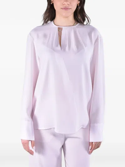Max Mara Pleated Cut-out Blouse In Purple