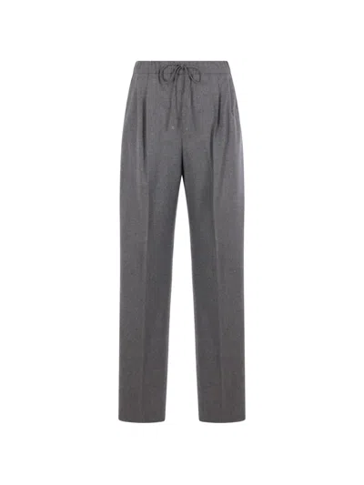 Max Mara Pleated Drawstring Trousers In Gray