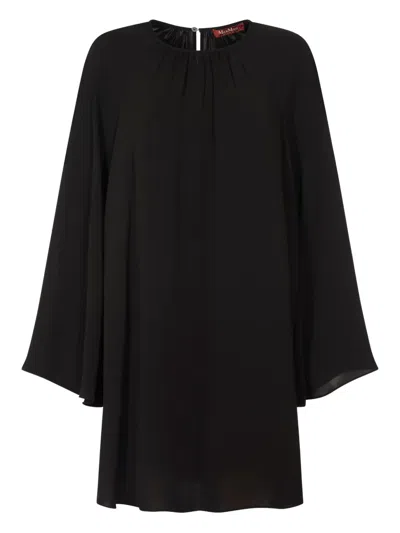 Max Mara Studio Madia Crewneck Long-sleeved Dress In Black