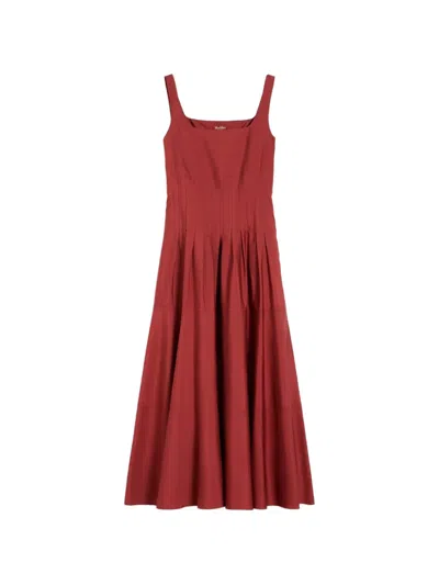 Max Mara Pleated Dress In Red