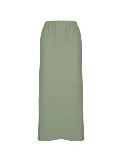Max Mara Pleated Elasticated-waist Midi Skirt In Green