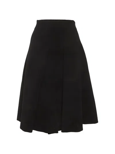 Pre-owned Max Mara Pleated Flared Midi Skirt In Black