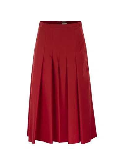 Max Mara Pleated Flared Skirt In Red
