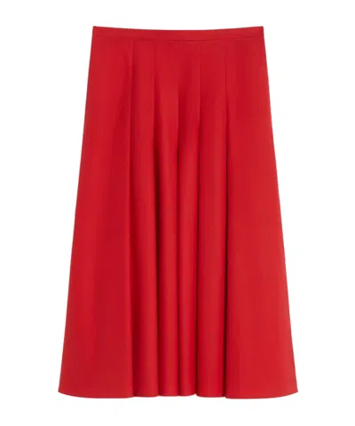 Max Mara Pleated Flared Skirt In Red