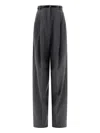 Max Mara Oversized Stretch Wool Trousers In Black