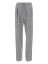 Max Mara Pleated-front Drawstring Trousers In Gray