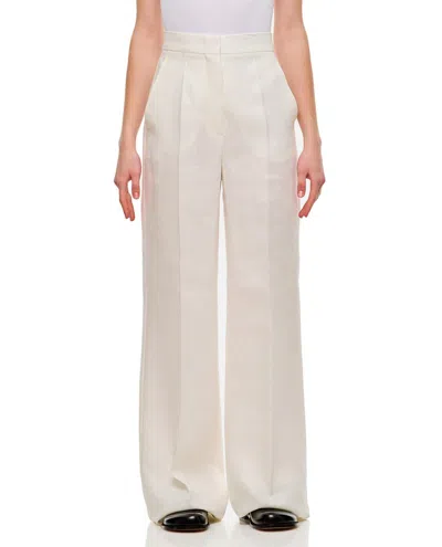 Max Mara Pleated Front Straight Leg Trousers In White