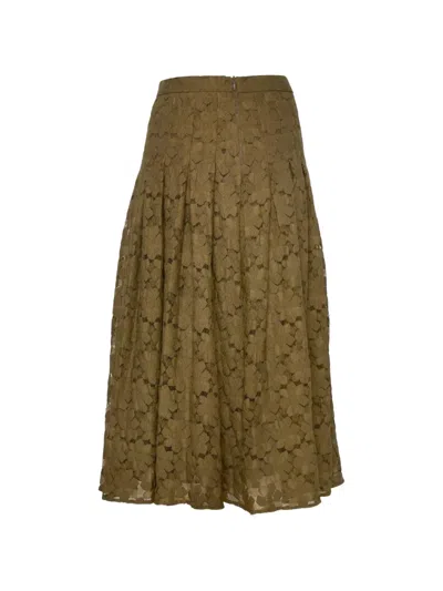 Max Mara Pleated Godet-effect Midi Skirt In Green
