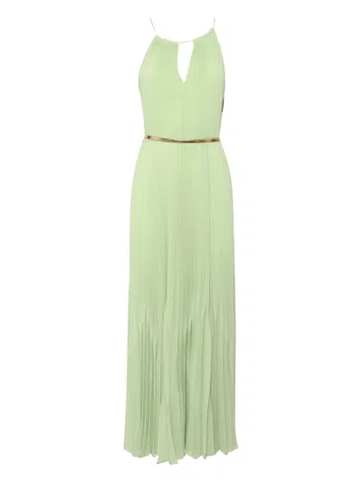 Max Mara Pleated Halter-neck Dress In Green