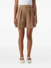 Max Mara Pleated High-waisted Shorts In Brown
