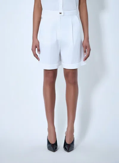 Max Mara Pleated High-waist Shorts In White