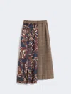 Max Mara Pleated Houndstooth Wool Skirt In Brown