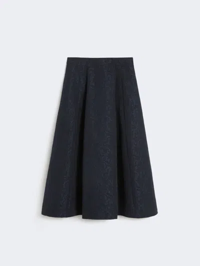 Max Mara Pleated Jacquard Skirt In Blue
