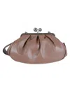 Max Mara Pleated Leather Handbag With Detachable Chain Strap In Brown