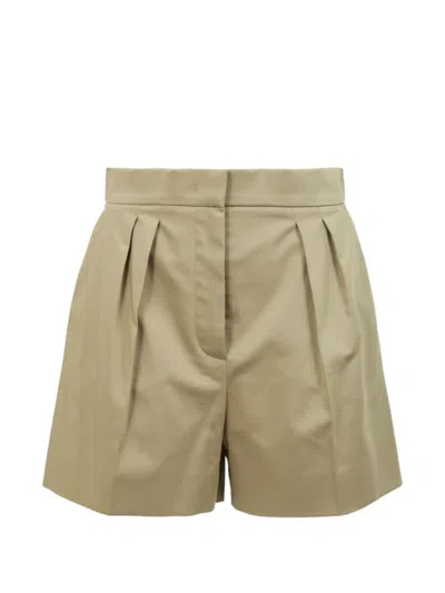 Max Mara Pleated Logo-embroidered Shorts In Gold