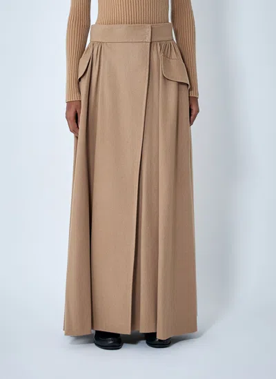 Max Mara Pleated Maxi Skirt In Brown