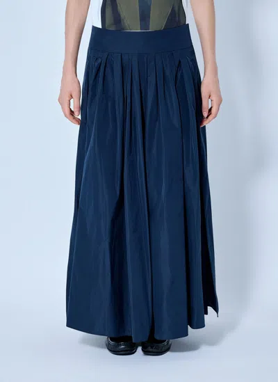 Max Mara Pleated Maxi Skirt In Navy