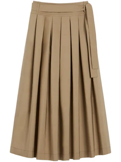 Max Mara Pleated Maxi Skirt With High Waist In Neutral