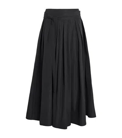 Max Mara Pleated Midi Skirt In Black