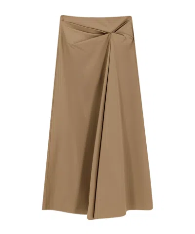 Max Mara Pleated Midi Skirt In Brown