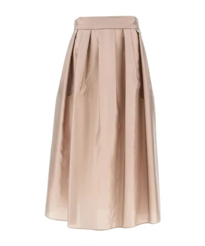 Max Mara Pleated Midi Skirt In Brown