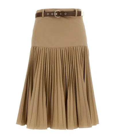 Max Mara Pleated Midi Skirt In Brown