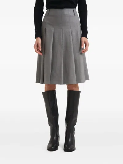 Max Mara Pleated Midi Skirt In Gray