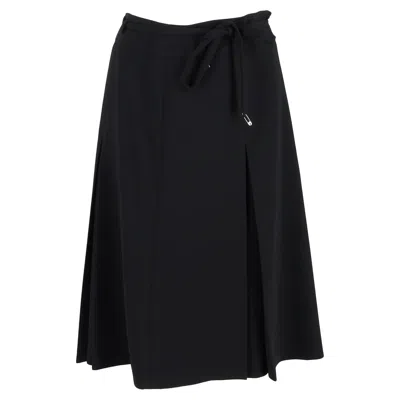 Max Mara Pleated Midi Skirt In Black Polyester