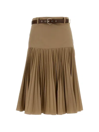 Max Mara Pleated Midi Skirt In Brown