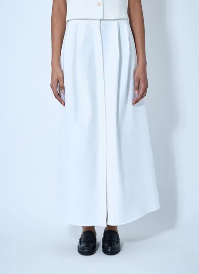 Max Mara Pleated Midi Skirt In White