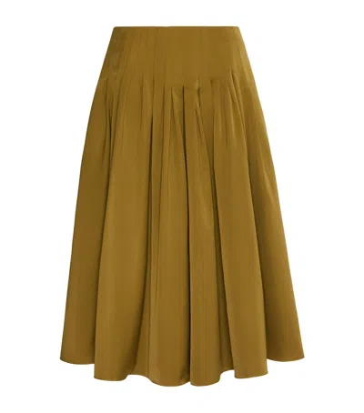 Max Mara Pleated Midi Skirt In Green