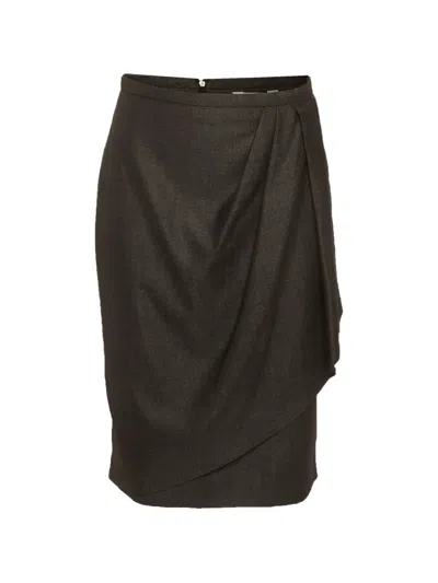 Pre-owned Max Mara Pleated Mini Skirt In Gray