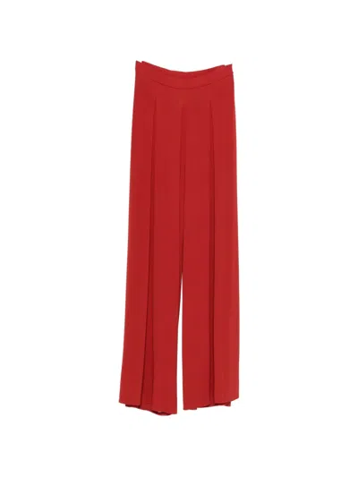 Max Mara Pleated Palazzo Pants In Red