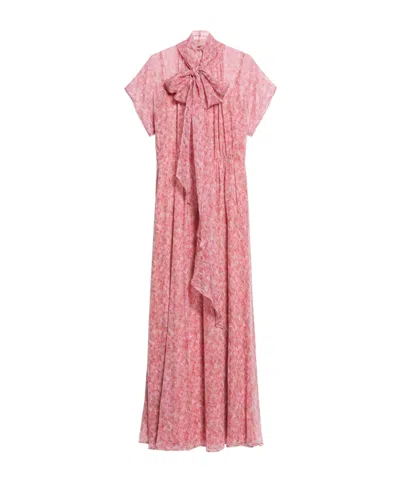 Max Mara Pleated Print Dress In Pink