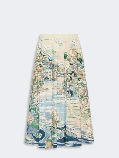 Max Mara Pleated Printed Poplin Skirt In Multi