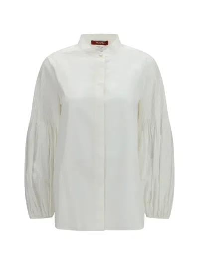 Max Mara Pleated Puff-sleeve Blouse In White