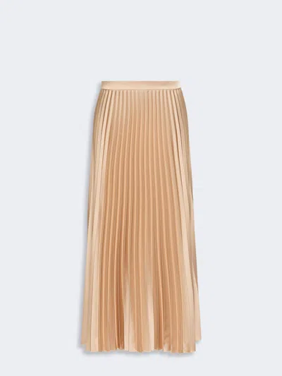 Max Mara Pleated Satin Skirt In Brown