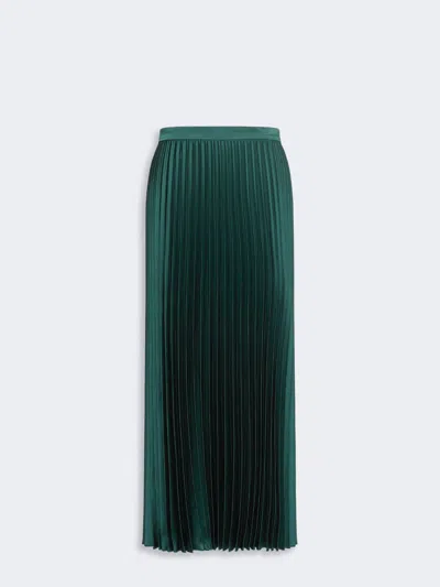 Max Mara Pleated Satin Skirt In Green