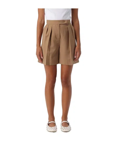 Max Mara Pleated Shorts In Brown