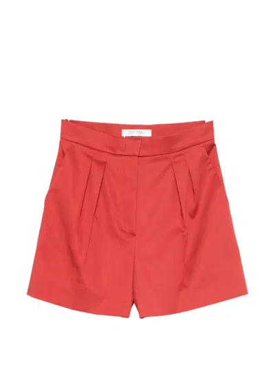 Max Mara Pleated Shorts In Red