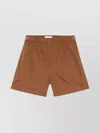 Max Mara Pleated Shorts With Elastic Waistband And Gold-tone Hardware In Brown